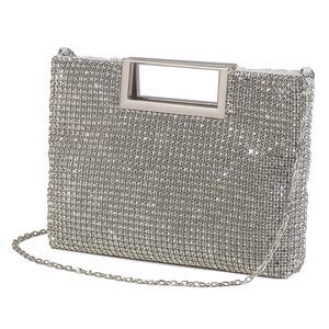 1359 Top Handle Clutch Purses, Sparkly Rhinestone Glitter Evening Handbag